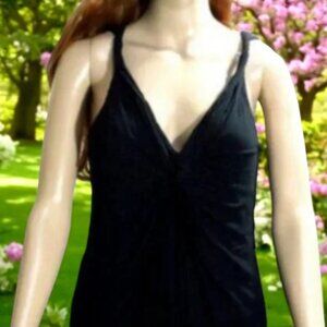 Black Twist Front Draped Tank Top